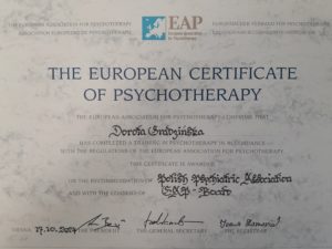 Kwalifikacje Europejski Certyfikat Psychoterapeuty